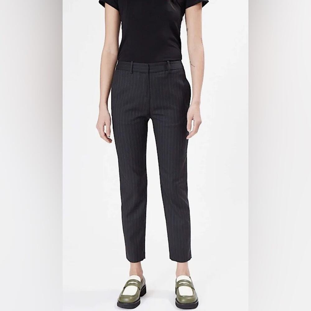 Nili Lotan Gray Wool Blend Tel Aviv Pin Striped Tapered Ankle Trouser Pants 0